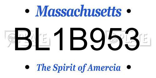 BL1B953 Massachusetts License Plate