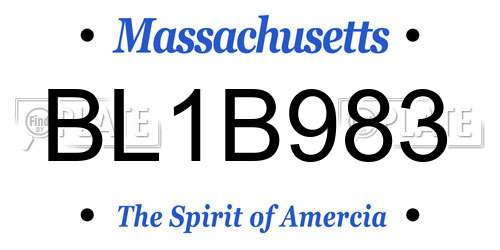 BL1B983 Massachusetts License Plate