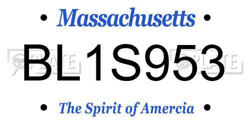 BL1S953 Massachusetts License Plate