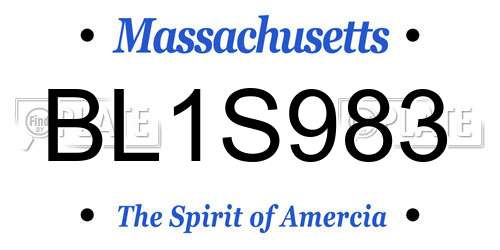 BL1S983 Massachusetts License Plate