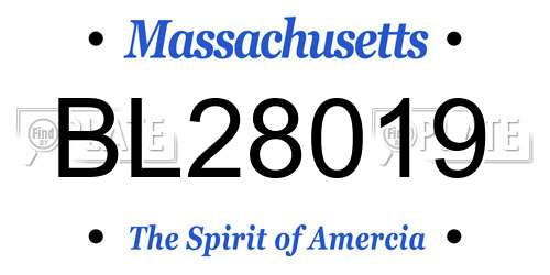 BL28019 Massachusetts License Plate