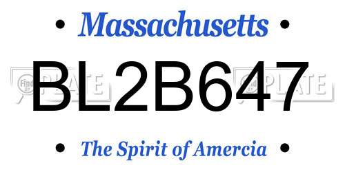 BL2B647 Massachusetts License Plate