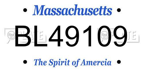 BL49109 Massachusetts License Plate