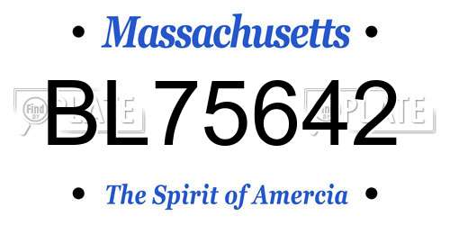 BL75642 Massachusetts License Plate