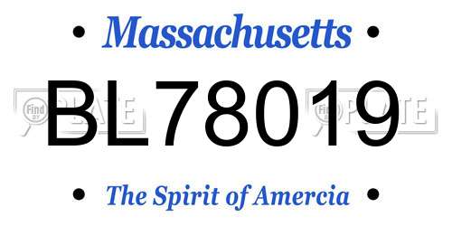 BL78019 Massachusetts License Plate