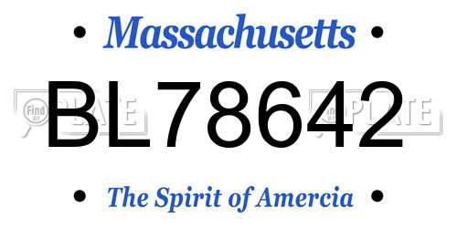 BL78642 Massachusetts License Plate