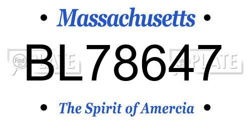 BL78647 Massachusetts License Plate