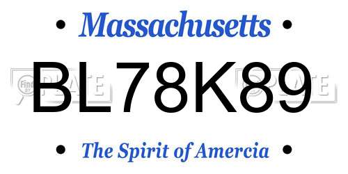 BL78K89 Massachusetts License Plate