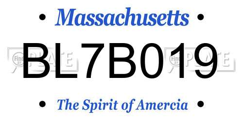 BL7B019 Massachusetts License Plate