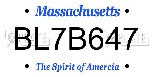 BL7B647 Massachusetts License Plate