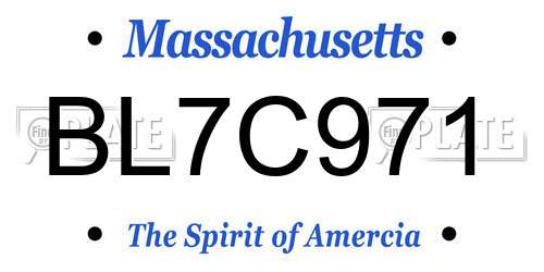 BL7C971 Massachusetts License Plate