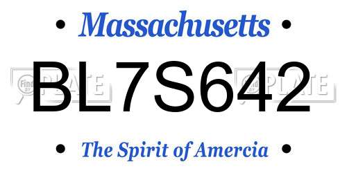 BL7S642 Massachusetts License Plate