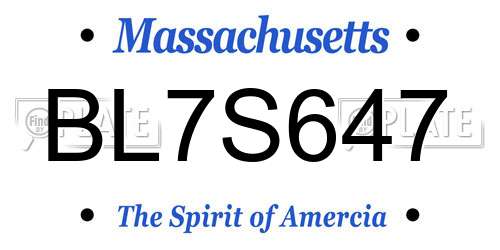 BL7S647 Massachusetts License Plate