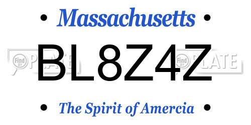 BL8Z4Z Massachusetts License Plate