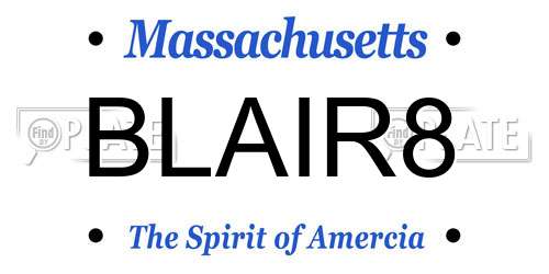BLAIR8 Massachusetts License Plate