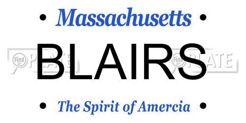 BLAIRS Massachusetts License Plate