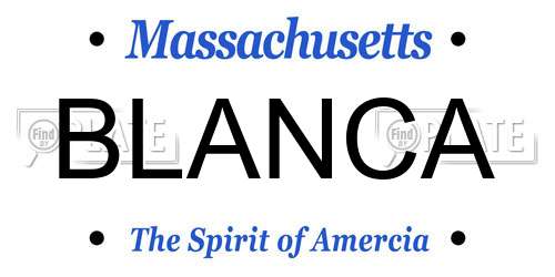 BLANCA Massachusetts License Plate