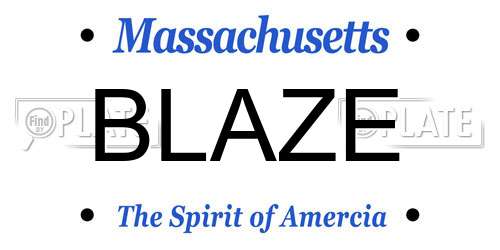 BLAZE Massachusetts License Plate