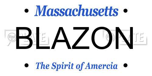 BLAZON Massachusetts License Plate