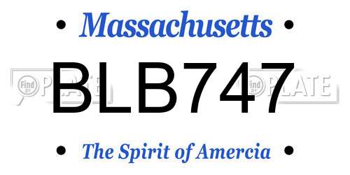 BLB747 Massachusetts License Plate
