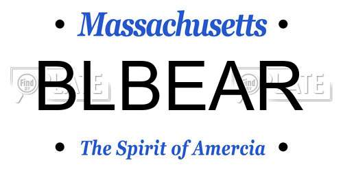 BLBEAR Massachusetts License Plate