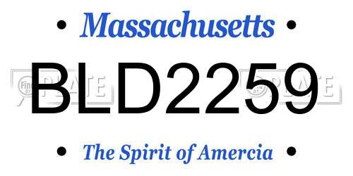 BLD2259 Massachusetts License Plate