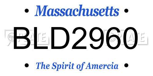 BLD2960 Massachusetts License Plate