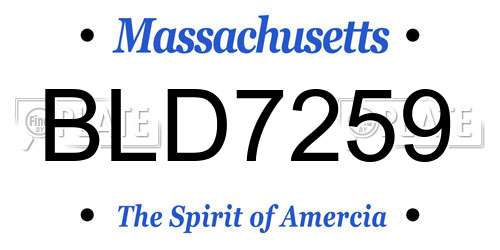 BLD7259 Massachusetts License Plate