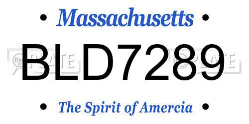 BLD7289 Massachusetts License Plate