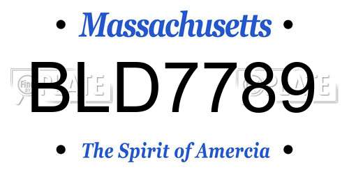 BLD7789 Massachusetts License Plate