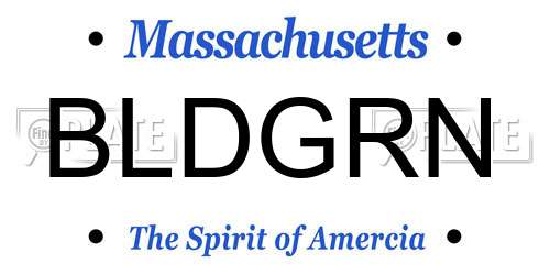 BLDGRN Massachusetts License Plate