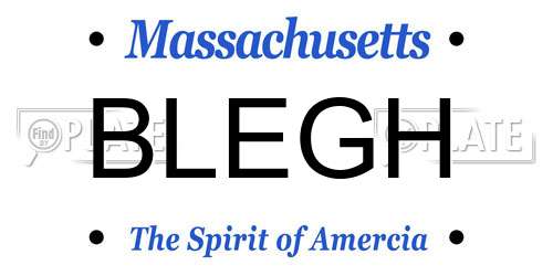 BLEGH Massachusetts License Plate