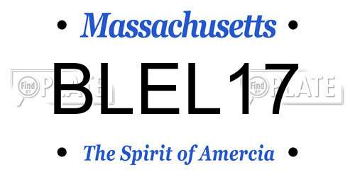BLEL17 Massachusetts License Plate