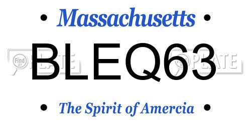 BLEQ63 Massachusetts License Plate