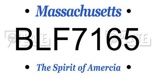 BLF7165 Massachusetts License Plate
