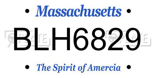 BLH6829 Massachusetts License Plate