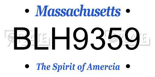 BLH9359 Massachusetts License Plate