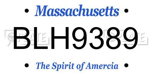 BLH9389 Massachusetts License Plate