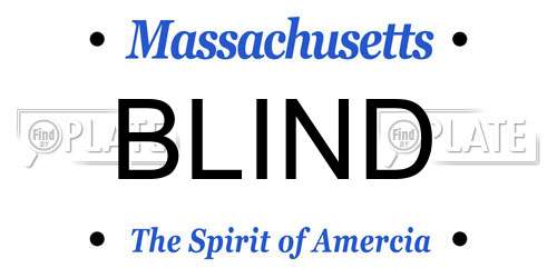 BLIND Massachusetts License Plate