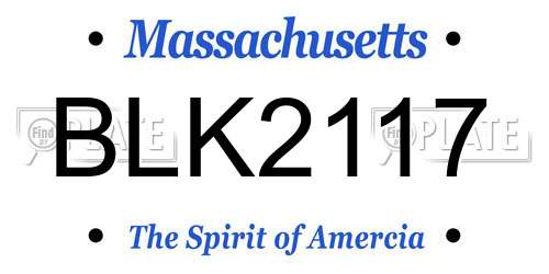 BLK2117 Massachusetts License Plate