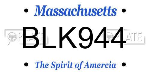BLK944 Massachusetts License Plate