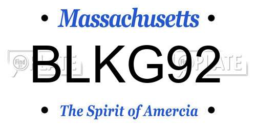BLKG92 Massachusetts License Plate