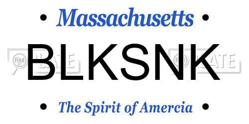 BLKSNK Massachusetts License Plate