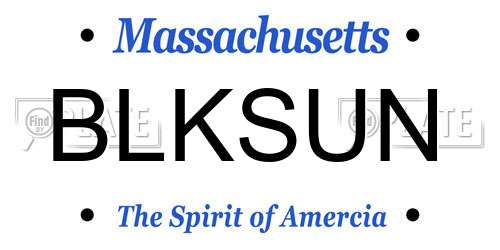 BLKSUN Massachusetts License Plate
