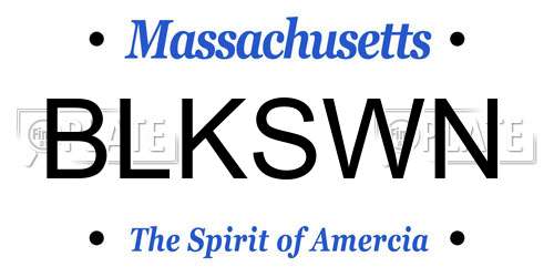 BLKSWN Massachusetts License Plate