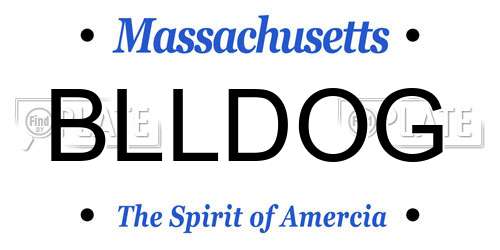 BLLDOG Massachusetts License Plate