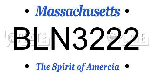 BLN3222 Massachusetts License Plate
