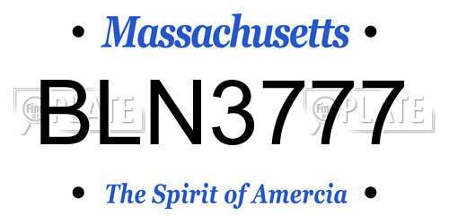BLN3777 Massachusetts License Plate