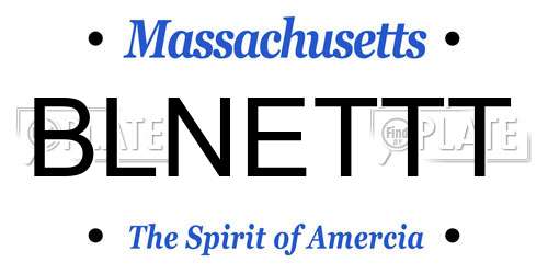 BLNETTT Massachusetts License Plate