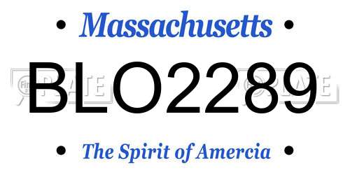 BLO2289 Massachusetts License Plate